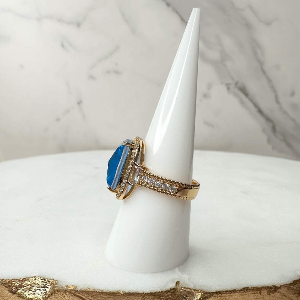 Bomb Party Resort Wear Seaside Statement Blue Lace Agate Ring RG60252 NWT Size 8 - Picture 5 of 5